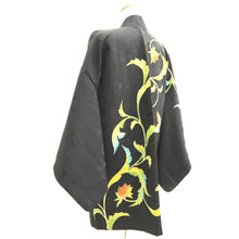 Load image into Gallery viewer, Haori Jacket Vintage(1950-1980) Black Botanical Silk #10811E1
