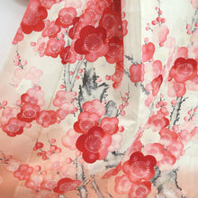 Load image into Gallery viewer, Furisode White Pink Plum blossom Branch Silk #10541B3
