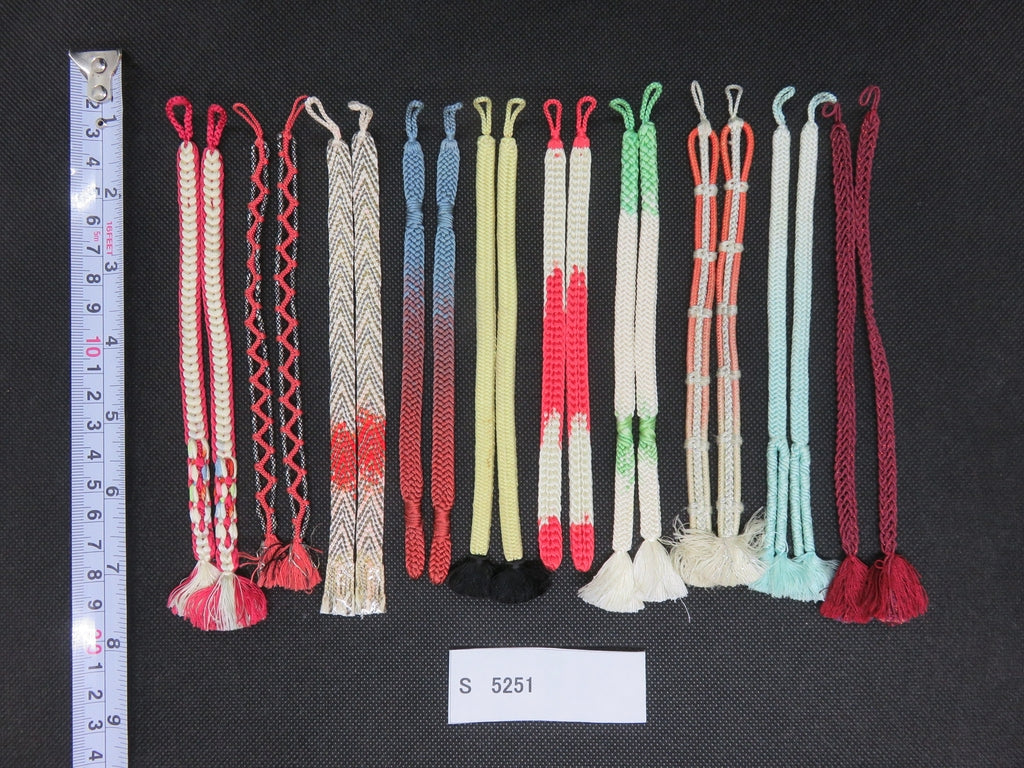 S#5251 Silk Haori Himo Flat Braid 10pcs Bundle Pack