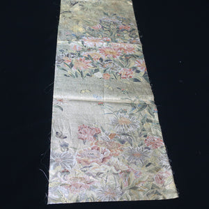 BB10012AB Silk Obi Fabric Pine Tree Bird Gold Green 83.9x11.0in(213x28cm)