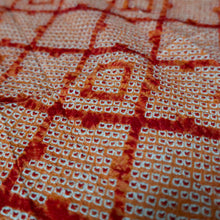 Load image into Gallery viewer, KK1444A1 Silk Kimono Fabric Vintage(1950-1980) Shibori Reddish Orange 74.4x12.2in(189x31cm)
