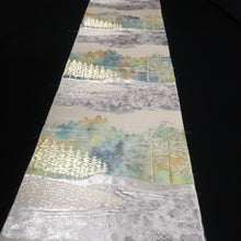 Load image into Gallery viewer, BB10102AG Silk Obi Fabric Vintage(1950-1980) Forest White 100.4x10.6in(255x27cm)
