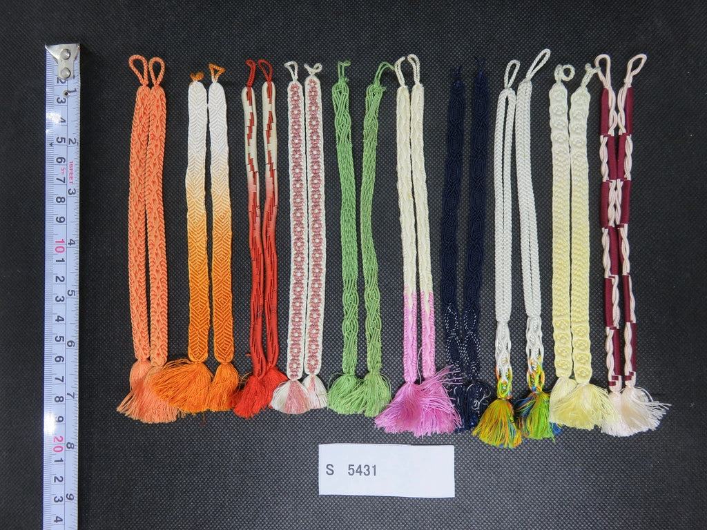 S#5431 Silk Haori Himo Flat Braid 10pcs Bundle Pack