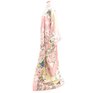 Furisode Pink Cherry Blossom Peacock Tall Silk #10552B4