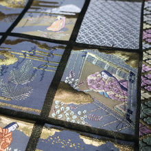 Load image into Gallery viewer, BB10022AC Silk Obi Fabric Heian Princess Dark Blue 50.8x11.0in(129x28cm)
