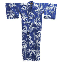 Load image into Gallery viewer, Yukata Vintage(1950-1980) Blue Bamboo Cotton #11096B1
