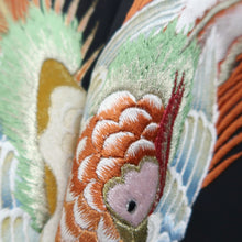 Load image into Gallery viewer, Tomesode Vintage(1950-1980) Black Bird Embroidery Silk #10401A1
