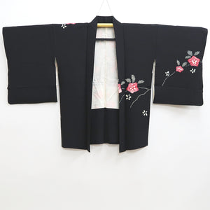 Haori Jacket Vintage(1950-1980) Black Shibori Flower Silk #9849B2