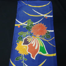 Load image into Gallery viewer, KK1378B7 Silk Kimono Fabric Vintage(1950-1980) Butterfly Blue 76.0x11.8in(193x30cm)
