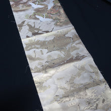 Load image into Gallery viewer, BB10002AB Silk Obi Fabric Crane Birds Gold 68.9x11.0in(175x28cm)
