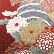 Load image into Gallery viewer, Furisode Red White Gold Noshi Peony Tall Silk #9696J4
