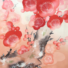 Load image into Gallery viewer, Furisode White Pink Plum blossom Branch Silk #10541B3
