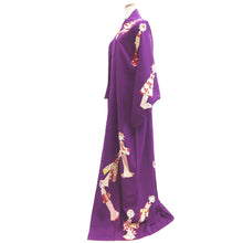 Load image into Gallery viewer, Kimono Vintage(1950-1980) Purple Kokeshi Dolls Silk #10777D4
