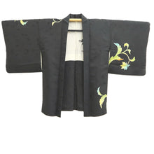 Load image into Gallery viewer, Haori Jacket Vintage(1950-1980) Black Botanical Silk #10811E1
