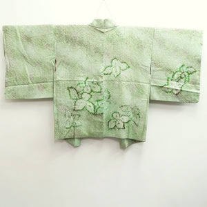 Haori Jacket Vintage(1950-1980) Light Green Full Shibori Flower Silk #10214E1