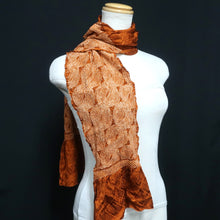 Load image into Gallery viewer, Silk Japanese Obiage Shibori Brown 55.1x6.7in(140x17cm) A#10054
