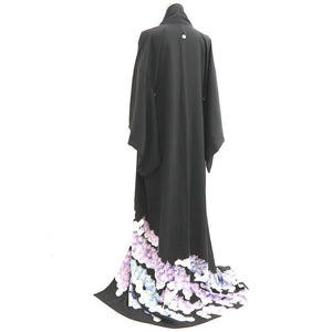 Tomesode Black Crane Birds Silk #10391F5