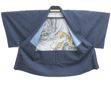 Load image into Gallery viewer, Men's Haori Vintage(1950-1980) Blue Black Dragon Tiger Silk #10648C4
