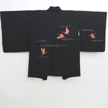 Load image into Gallery viewer, Haori Jacket Vintage(1950-1980) Black Crane Birds Silk #9989C2
