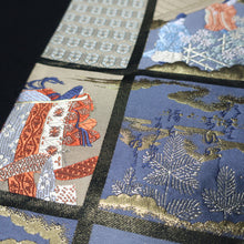 Load image into Gallery viewer, BB10022AC Silk Obi Fabric Heian Princess Dark Blue 50.8x11.0in(129x28cm)
