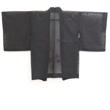 Load image into Gallery viewer, Haori Jacket Vintage(1950-1980) Black Red Sheer Maple Leaf Silk #10961F3
