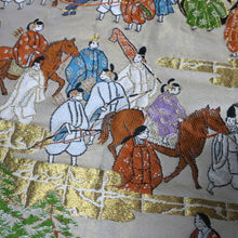 Load image into Gallery viewer, BB10092AF Silk Obi Fabric Heian Period Aristocrats Beige 100.4x10.6in(255x27cm)
