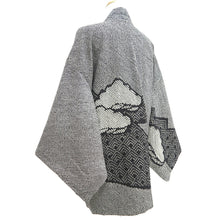 Load image into Gallery viewer, Haori Jacket Vintage(1950-1980) Black Full Shibori Pine Tree Silk #10570B5
