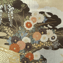 Load image into Gallery viewer, Fukuro Obi Gold Chrysanthemum Wisteria Pine Tree Silk BB270V5
