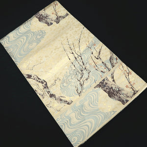 Fukuro Obi Gold Plum blossom Branch Ryusui Silk BB310V8