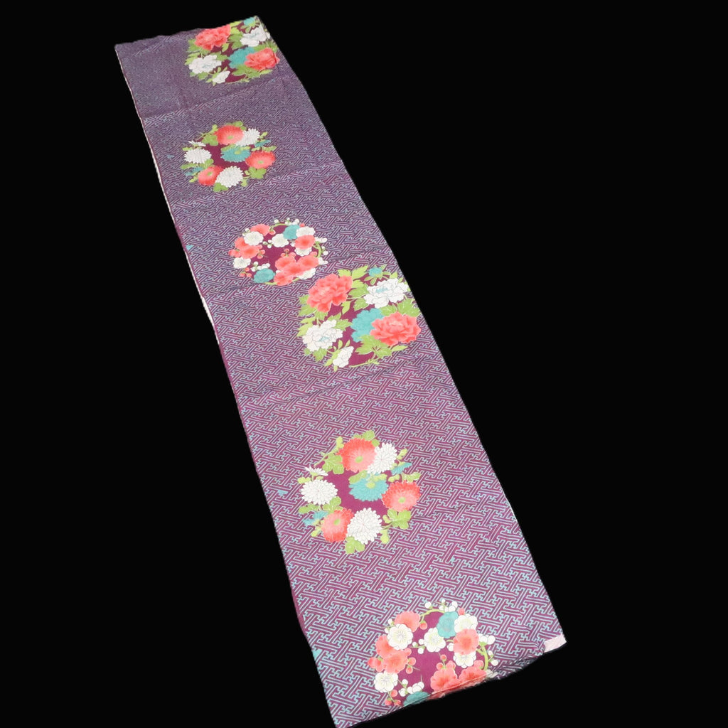 KK1464A1 Silk Kimono Fabric Vintage(1920-1950) Sayagata Dark Purple 54.7x11.8in(139x30cm)