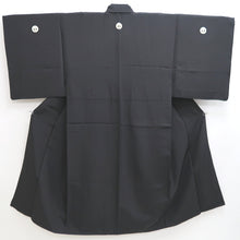 Load image into Gallery viewer, Men&#39;s Kimono Vintage(1950-1980) Black Montsuki Habutae Silk #9969C1
