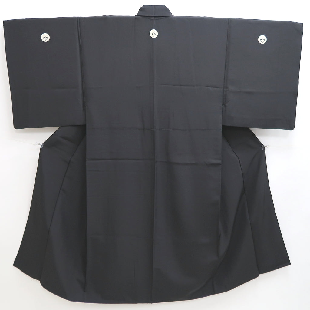 Men's Kimono Vintage(1950-1980) Black Montsuki Habutae Silk #9969C1