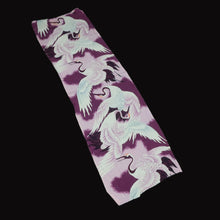 Load image into Gallery viewer, KK1454A1 Silk Kimono Fabric Vintage(Pre-1920) Crane Birds Purple 45.3x12.6in(115x32cm)
