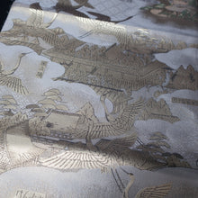 Load image into Gallery viewer, BB10002AB Silk Obi Fabric Crane Birds Gold 68.9x11.0in(175x28cm)
