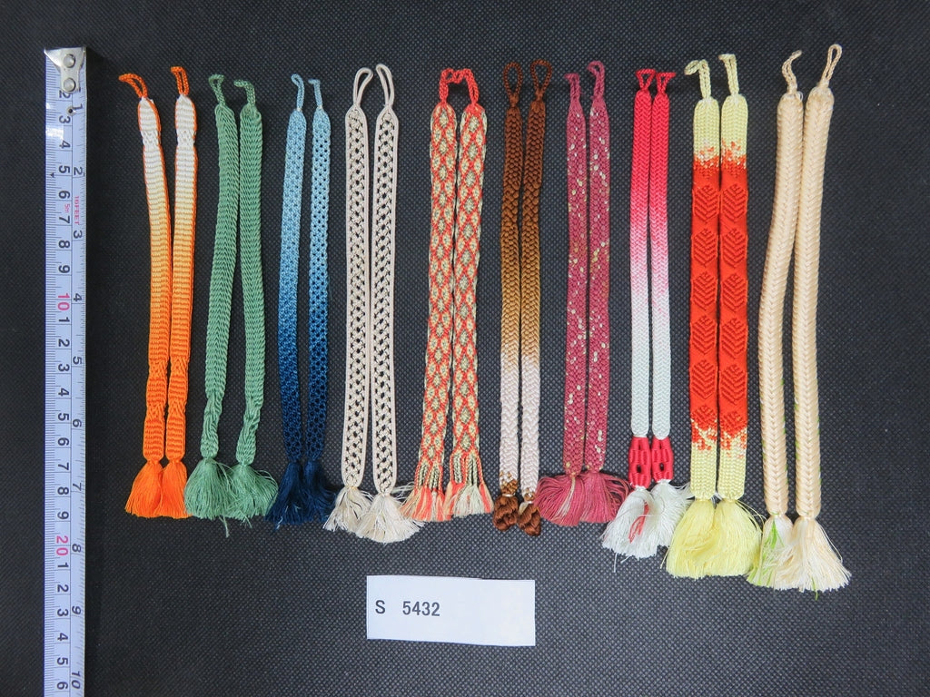 S#5432 Silk Haori Himo Flat Braid 10pcs Bundle Pack