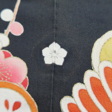 Load image into Gallery viewer, Furisode Vintage(1920-1950) Black Crane Birds Silk #11105Z1

