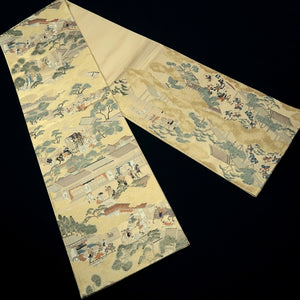 Fukuro Obi Gold Landscape Kizoku Samurai Silk BB333V9