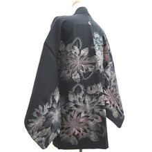 Load image into Gallery viewer, Haori Jacket Vintage(1950-1980) Black Silver Flower Silk #10124D3
