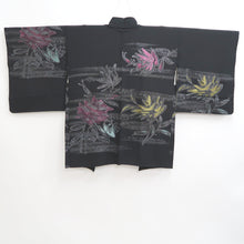 Load image into Gallery viewer, Haori Jacket Vintage(1950-1980) Black Gold Silver Floral pattern Silk #10981F3
