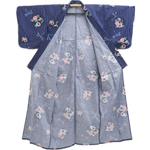 Load image into Gallery viewer, Yukata Black Blue Dragonfly Asagao Cotton #10344F3
