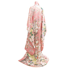 Load image into Gallery viewer, Furisode Pink Cherry Blossom Peacock Tall Silk #10552B4
