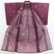 Load image into Gallery viewer, Kimono Vintage(1950-1980) Magenta See-Through Dragonfly Silk #10272E4
