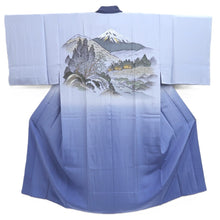 Load image into Gallery viewer, Men's Juban Blueish Gray Landscape Silk #10661C5
