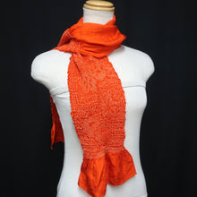 Load image into Gallery viewer, Silk Japanese Obiage Shibori Vermillion 49.6x5.5in(126x14cm) A#10034

