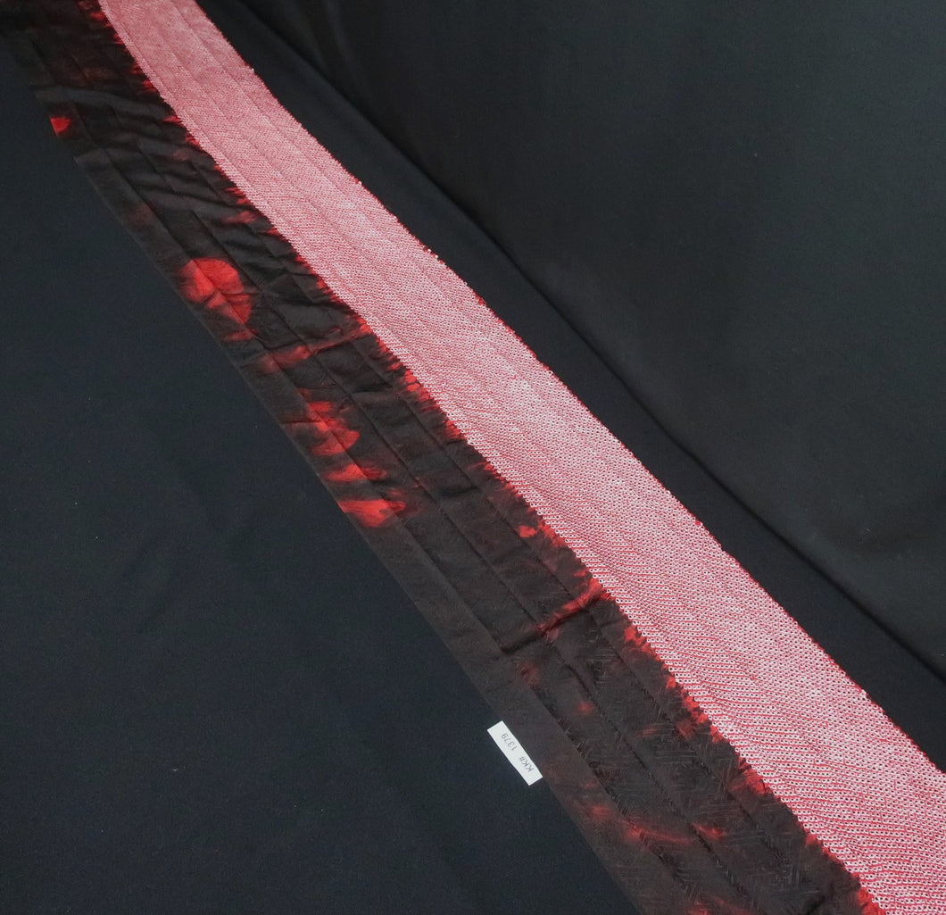 KK1379B7 Silk Kimono Fabric Vintage(1950-1980) Shibori Red 79.1x13.0in(201x33cm)