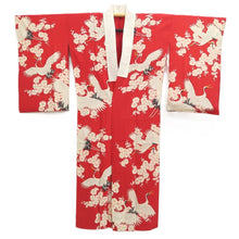 Load image into Gallery viewer, Juban Vintage(1950-1980) Red Crane Birds Silk #10503B1
