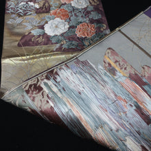 Load image into Gallery viewer, BB10082AF Silk Obi Fabric Peony Gold 53.1x10.6in(135x27cm)
