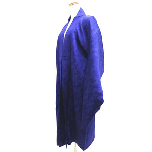 Haori Jacket Vintage(1920-1950) Blueish Purple Chrysanthemum Rinzu Long Silk #9956C1