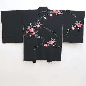 Haori Jacket Vintage(1950-1980) Black Shibori Flower Silk #9849B2
