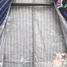 Load image into Gallery viewer, Yukata Black Blue Dragonfly Asagao Cotton #10344F3
